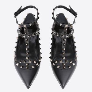Valentino Garavani Noir Rockstud Caged Flats